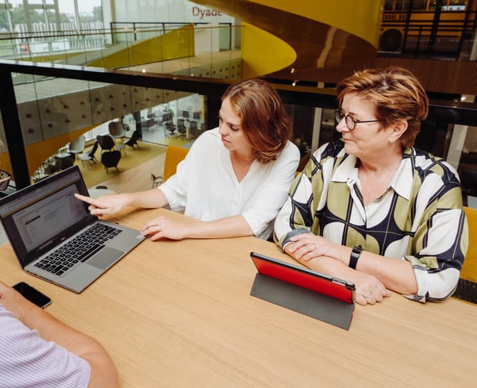 Consultants bekijken laptop